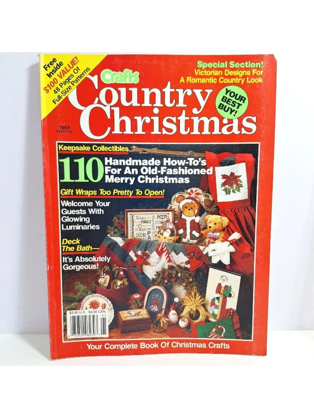 Crafts Country Christmas 1989 Magazine Handmade Holiday Projects - Picture 1 of 14